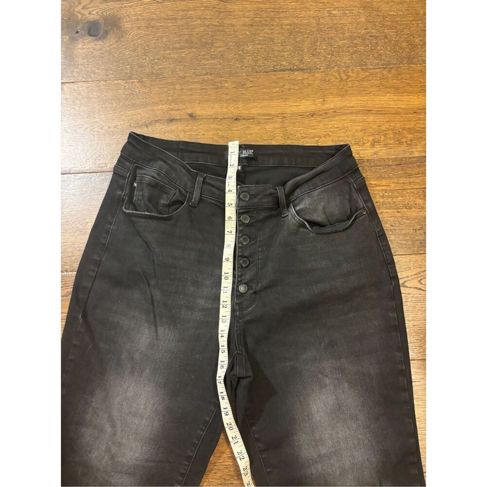 Judy Blue Eleanor cropped ankle raw hem black washed denim jeans 18W - Picture 6 of 7